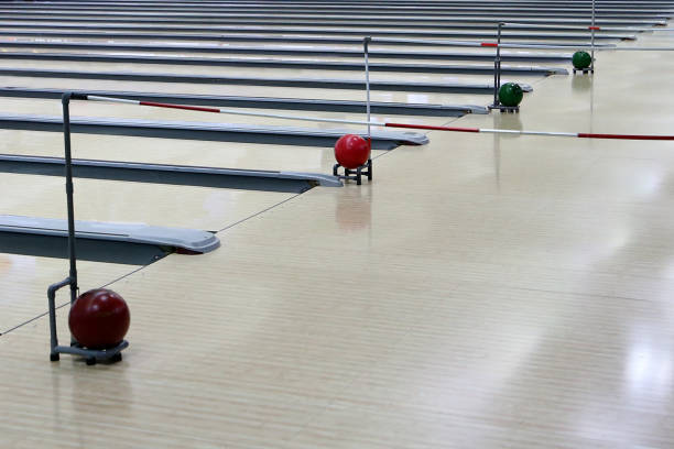 Focus on guide rail for visually impairment athlete in bowling sport