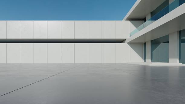 istock 3d render of abstract modern architecture with empty concrete floor, car presentation background. 2153770098