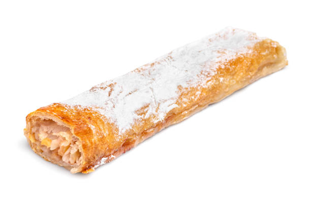 istock Fresh puff pastries with apple jam isolated on a white background. 2153770222