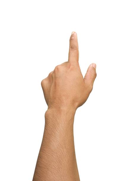 istock Men's hands making gestures like  I'm pointing at something.  or touch the phone screen  Isolated on white background. 2153772940