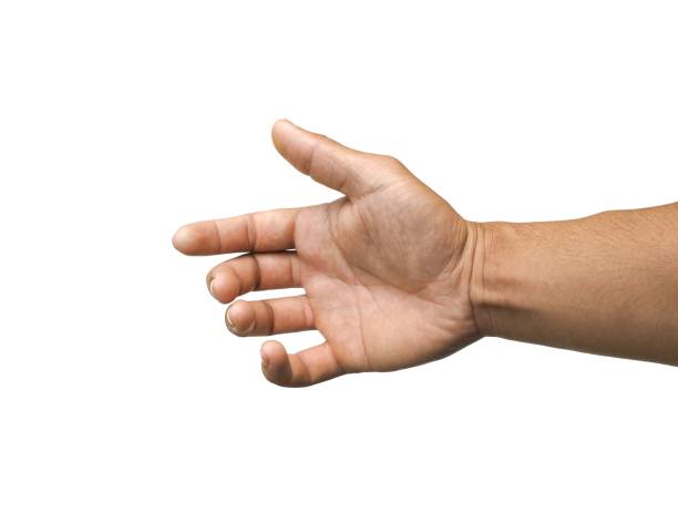istock Men's hands making gestures like  is holding something  such as a phone or a water bottle  Isolated on white background. 2153772991