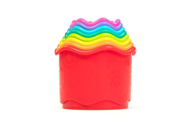 Colorful toy for children - stack cups, isolated on white background