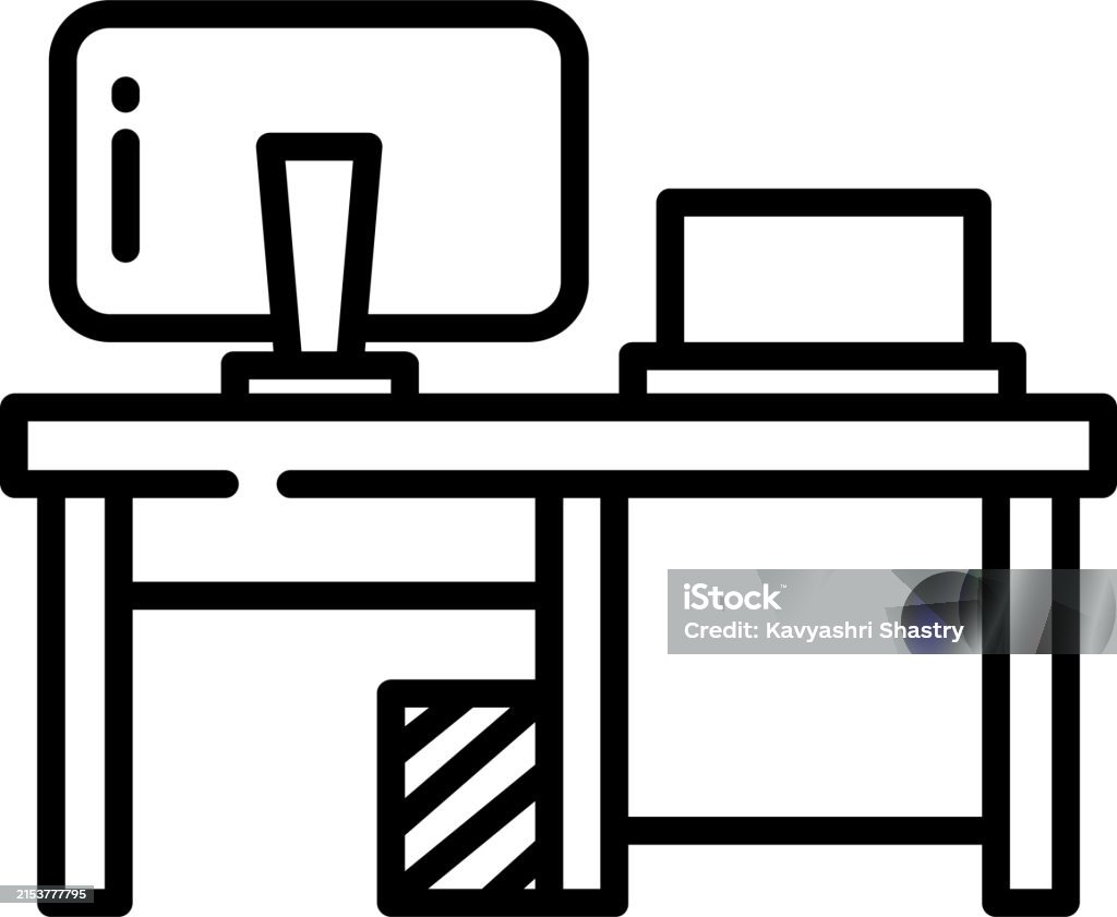 Office Table Outline Vector Illustration Stock Illustration - Download ...