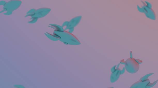 istock Beautiful abstract illustrations on a bokeh background, a toy rocket launches 2153778046