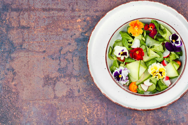 istock Vitamin vegetable salad with flowers. 2153778937
