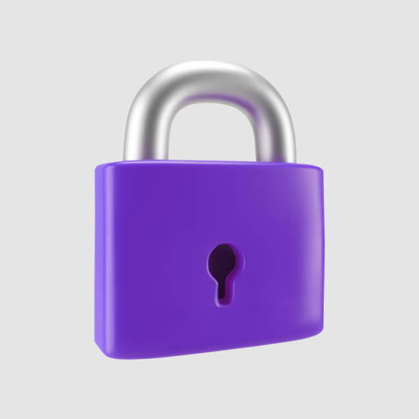istock 3d purple locked padlock icon isolated on gray background. Render minimal closed padlock with a keyhole. Confidentiality and security concept. 3d cartoon simple vector illustration 2153781138
