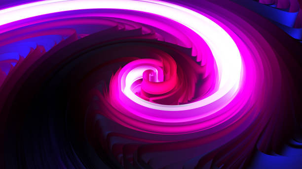 Abstract dark creative background. Smooth silk wavy background in black. Abstract noise dark background. Abstract spiral. Silk hypnotic circular vortex. Glowing whirlpool. 3D rendering