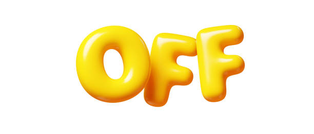 istock Off yellow Inflatable flying word for promotion design. 3D render illustration 2153781298