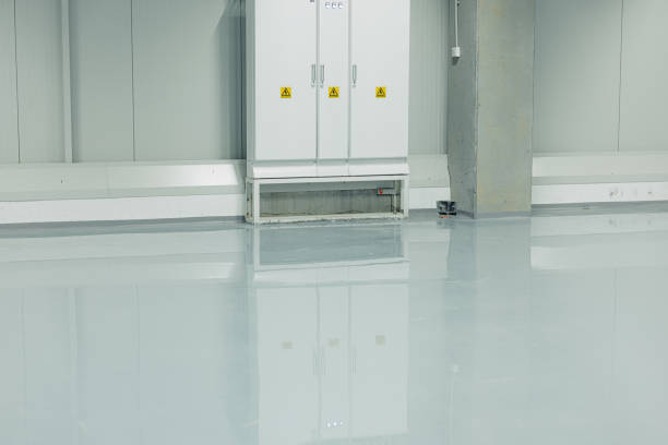 istock Epoxy Flooring, Decorative Resin, Self Levelling Mortar, Interior of a Warehouse with a control unit storage. 2153781835