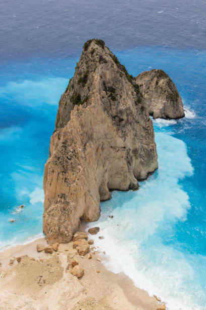 Vertical high angle front view of Myzithres, Zakynthos, Greece