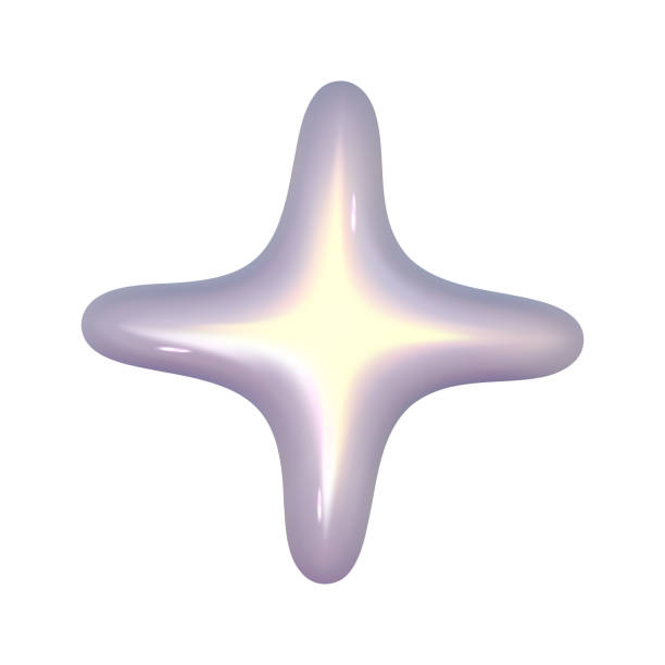 istock Chrome 3d star metal element. Silver and purple holographic shape. 3d chrome vector for futuristic and 90s design 2153785008