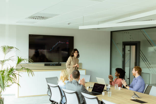istock Insightful market analysis presentation by a professional at a modern conference room 2153792255