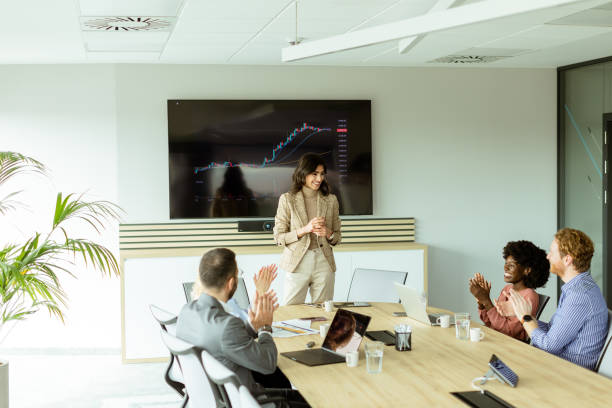 istock Insightful market analysis presentation by a professional at a modern conference room 2153792298