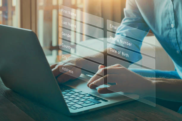 istock register your personal data details information, fill online form with name, email, phone number and date of birth 2153793164