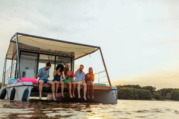 istock Party of people on a river boat 2153795397