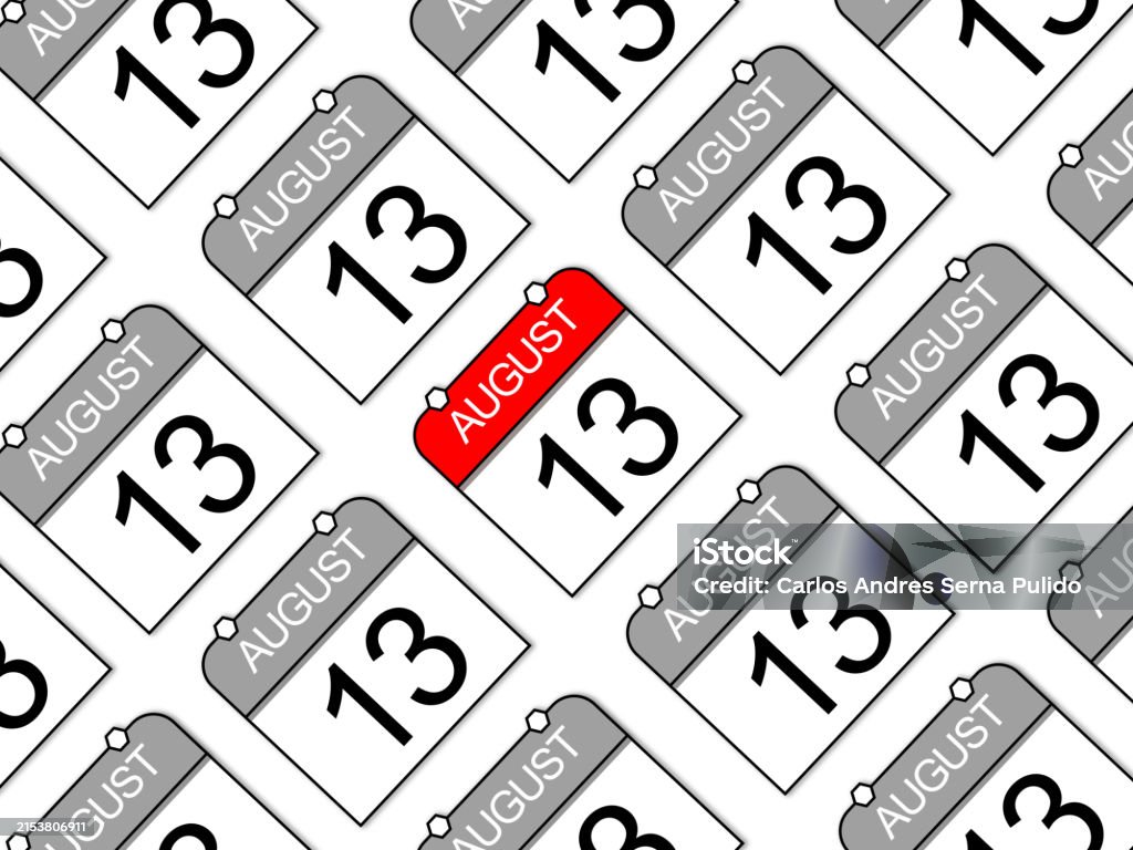 August 13 Calendars With One Highlighted In Red Stock Illustration August 13 Calendars With One Highlighted In Red Stock Illustration