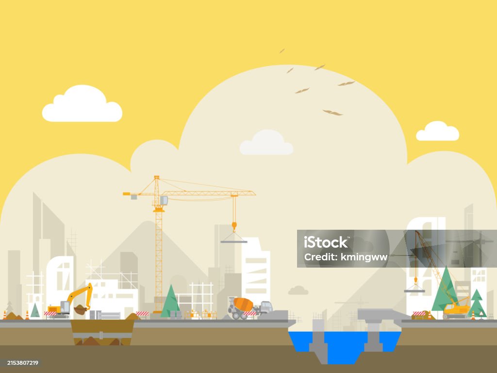 Construction Simple Graphics Simple Layers A002 Construction Site Vector Illustration Graphic Eps 10 ...