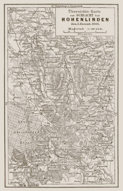 istock Overview map of the Battle of Hohenlinden, December 3rd. 1800s 2153808882