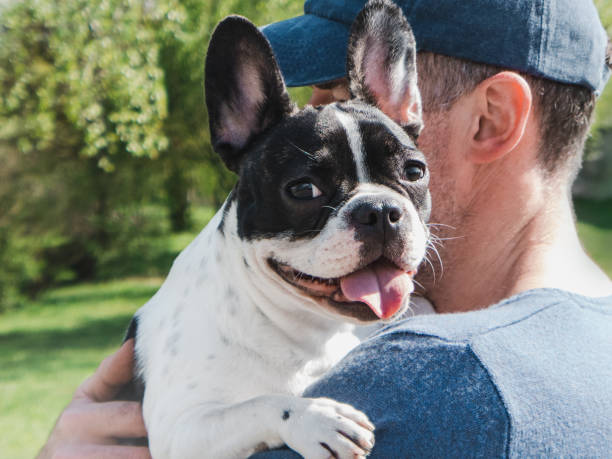 istock Attractive man holding a puppy in the park 2153808967