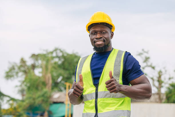 istock Portrait happy smiling African black smart engineer worker foreman supervisor working outdoor Thumbs up 2153810041