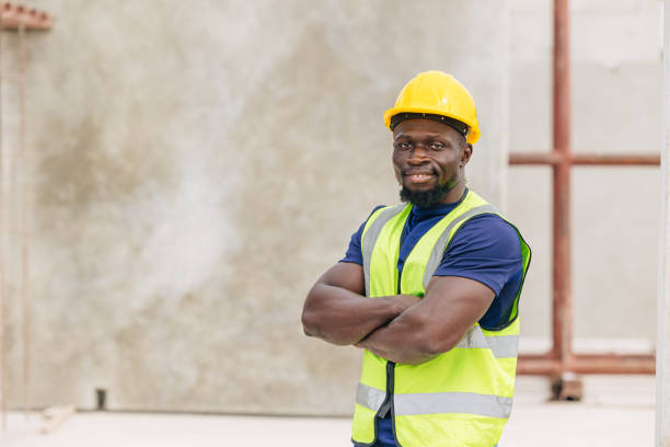 istock Portrait happy smiling African black smart engineer worker foreman supervisor working outdoor in Precast concrete casting industry 2153810066