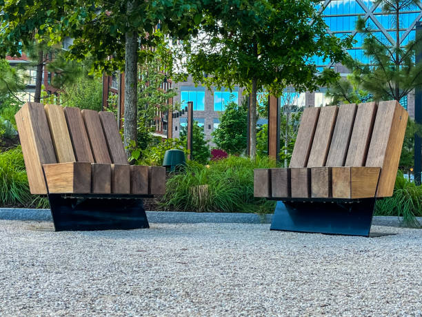 istock Modern Wooden Chairs In Atlanta Park 2153813815