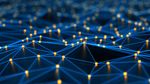Futuristic digital nodes background. Blockchain connections technology and digital network.