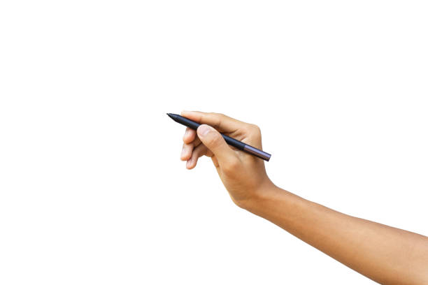 istock The businessman's hand holds a pen 2153816820