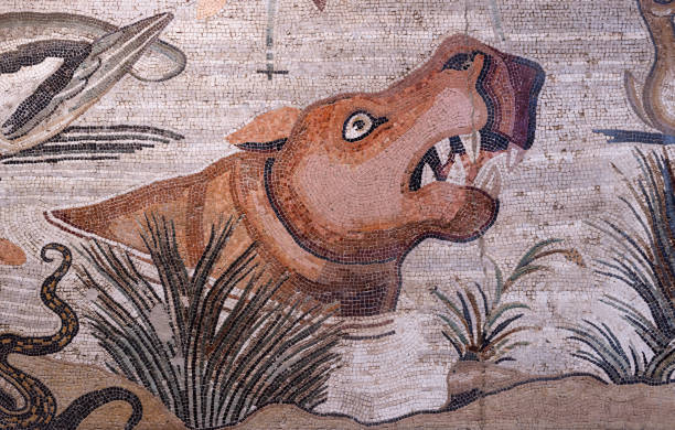 Pompeii Nilotic scene mosaic depicting Hippopotamus in the Nile The Nilotic scene mosaic depicts exotic animals in the Nile. The House of the Faun constructed in the 2nd century BC during the Samnite period (180 BC ), was a grand Hellenistic palace that was framed by peristyle in Pompeii, Italy. nile delta photos stock pictures, royalty-free photos & images