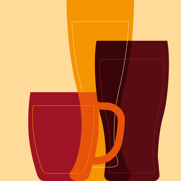 Beer theme background with glasses in retro geometric style. Beer theme background with glasses in retro geometric style. Good for branding, decoration of beer package, cover design, decorative print. Stock illustration 70s theme stock illustrations