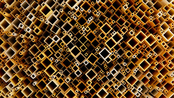 Big data, blockchain technology, abstract group of square pipe shapes background. Digitally generated image.