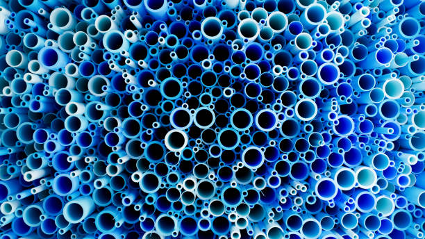 Big data, blockchain technology, abstract group of pipe shapes background. Digitally generated image.