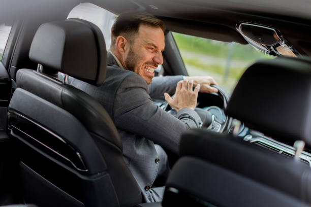 istock Frustrated driver navigates challenging traffic in a modern cityscape during daylight 2153830395