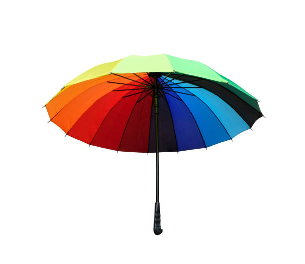 istock Rainbow umbrella isolated on white background 2153833660