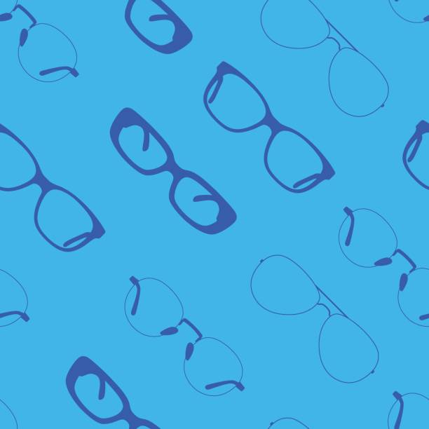 istock Seamless pattern of sunglasses and vision glasses, abstract blue background with glasses. 2153835838