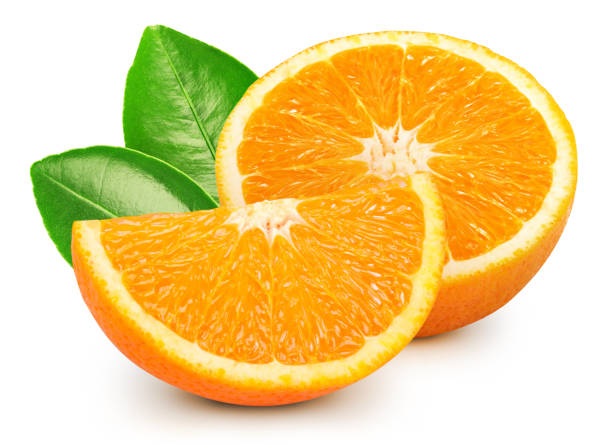 istock Juicy orange isolated on the white background 2153841055