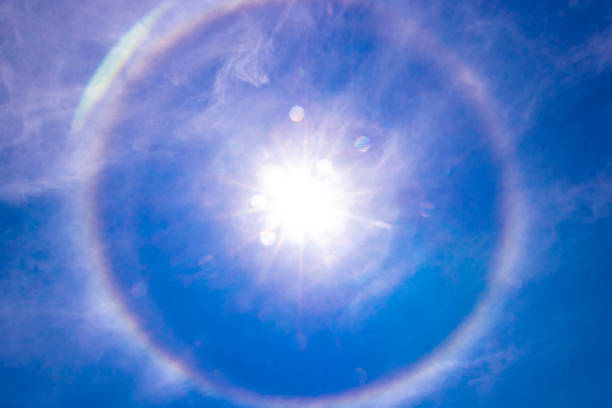 Rainbow circle around the sun in the sky in Bentota Beach Galle District Southern Province Sri Lanka.