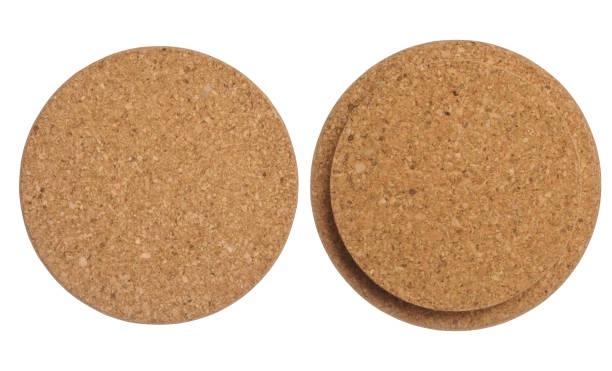 istock Brown bottle cap made from cork tree bark on isolated background, top view. 2153843471