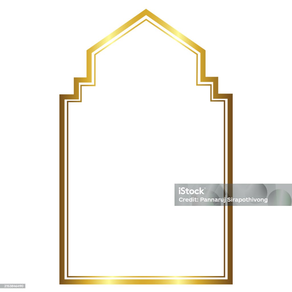 Golden Window Frame Vector Ilustración de Gold Frame Triangular Arch Rectangular Frame ...