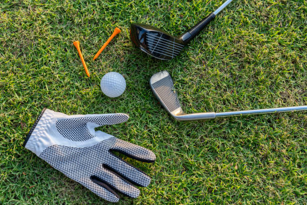 istock Golf balls on the golf course with golf clubs ready for golf in the first short 2153846607