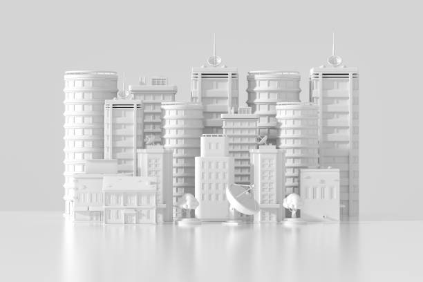 istock Smart city, futuristic cityscape on white background 2153847536