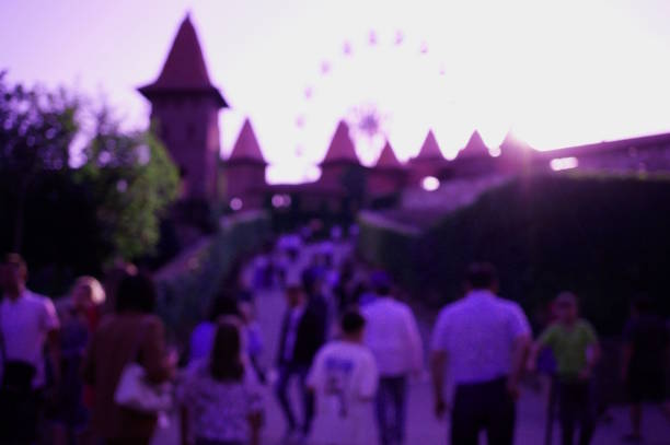 Blurred abstract background. A group of people in a vacation package.