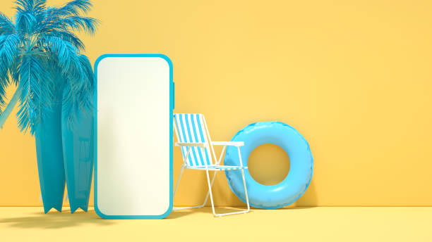 istock Blank screen mobile smart phone summer beach holiday travel background 2153852128