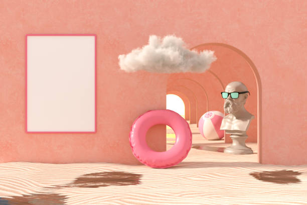 Summer Holiday Beach Background with Corridor to Sun. Digitally generated image. 3d render.