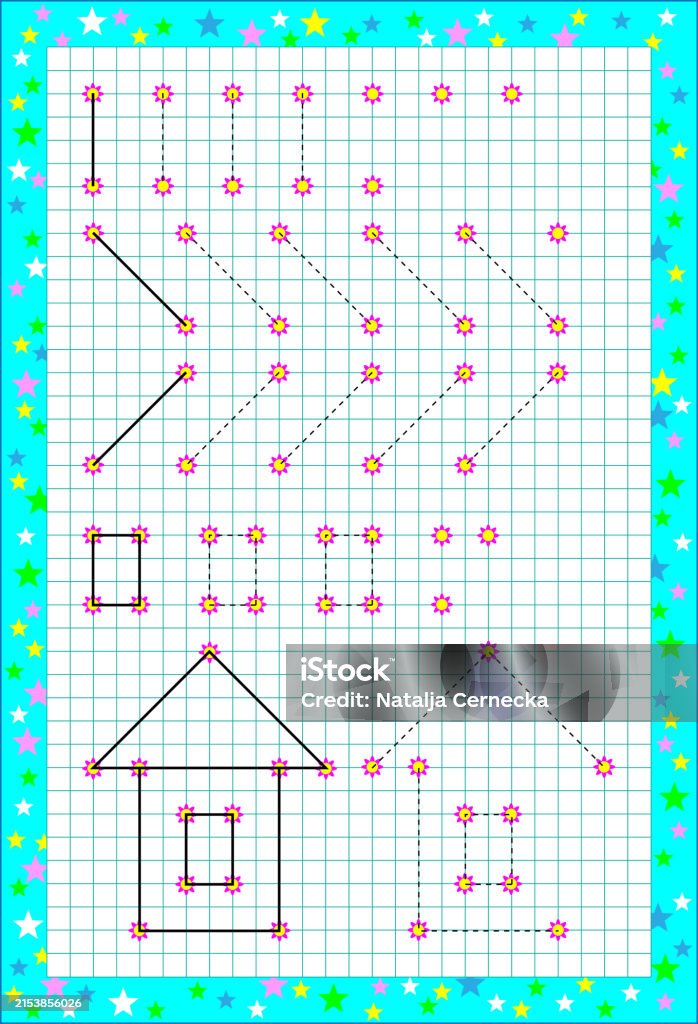Square Paper Activity Page With Exercises For Young Children On A Square Paper Developing ...