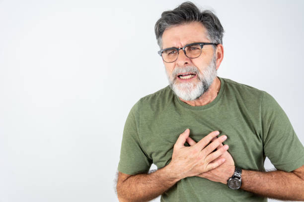 istock Elderly man having pain in chest isolated 2153858867