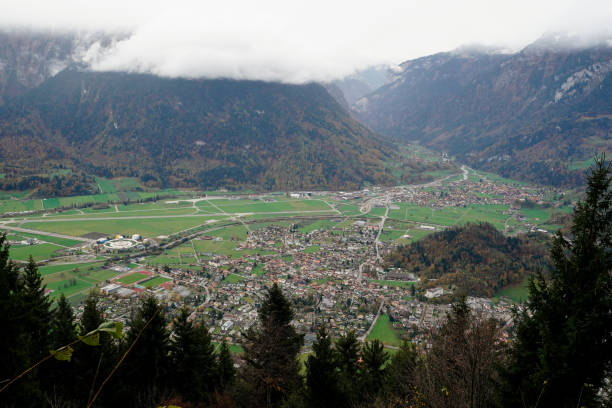 Interlaken village view from mountain