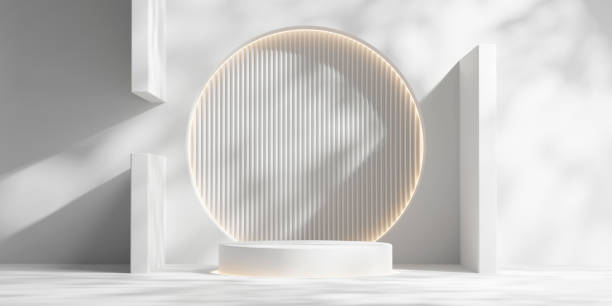 istock Abstract white platform podium showcase for product display 3d rendering 2153867041
