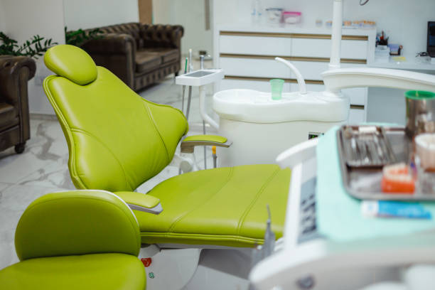 istock Modern dental chair in clinic setting 2153871161