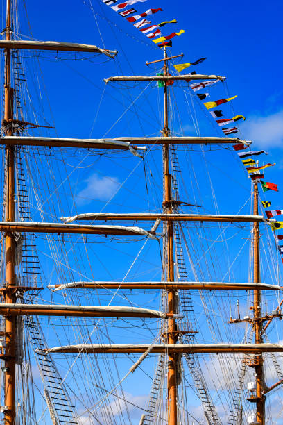 Three masts of a large sailing ship